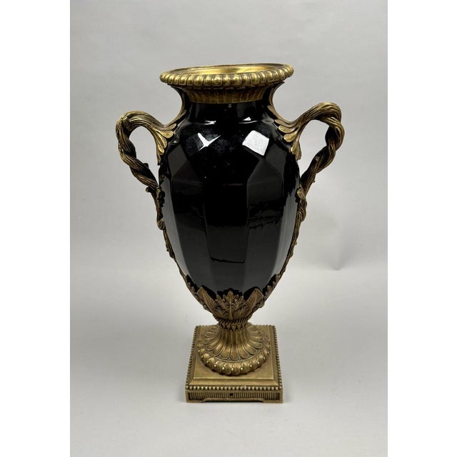 Large Black Ceramic and Bronze Vase, 1880 For Sale - Image 4 of 13