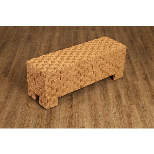High Quality American Made Lane Furniture Fiber Rope Bench Featuring A Woven Pattern Fabric In A Rectangular Form With...
