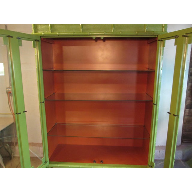 Vintage Drexel Painted Hollywood Regency /Chinoiserie Style China Cabinet For Sale - Image 11 of 14