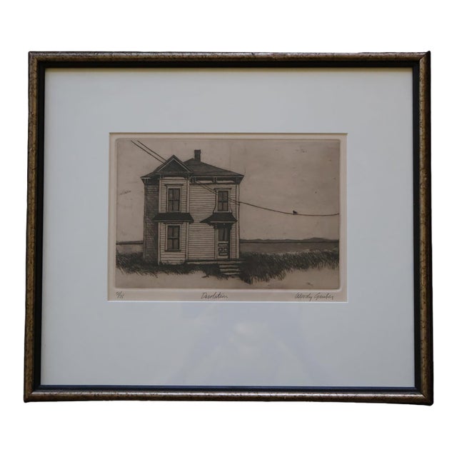 Woody Gruber “Desolation” Signed Limited-Edition Drypoint Etching 51/75 For Sale