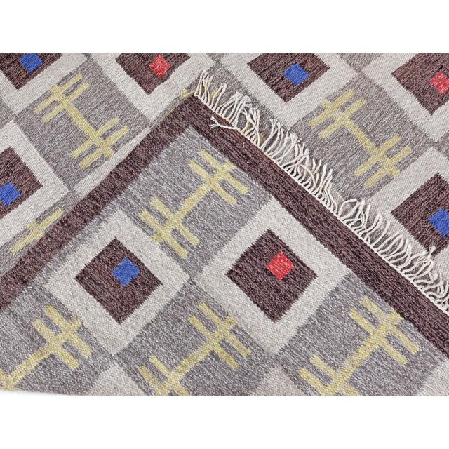Textile Doris Leslie Blau Vintage Swedish Flat Woven Rug For Sale - Image 7 of 7