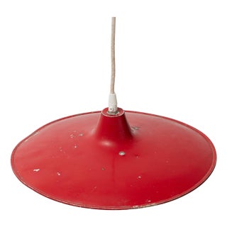 Antique French Hanging Lamp in Red Lacquered Metal For Sale