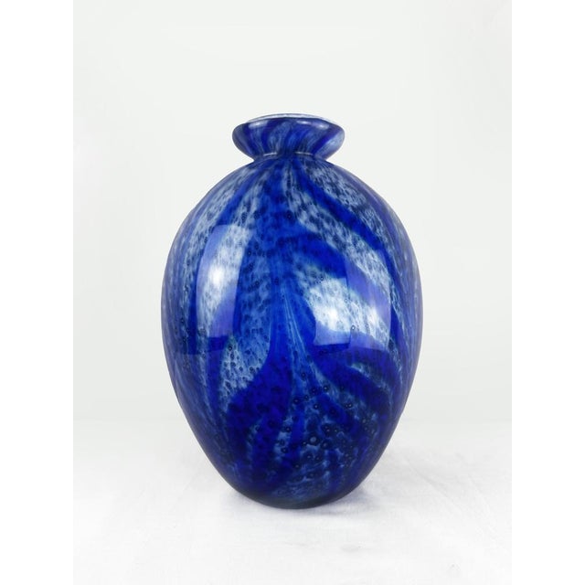 Blue Vintage Cobalt Blue Murano Glass Bowl with Abstract Animal Pattern, 1980s For Sale - Image 8 of 14