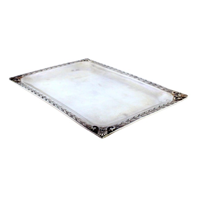 Small Silver Tray with Floral Motifs For Sale