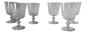 Midcentury Light Weight Crystal Wine Glasses Set of 6