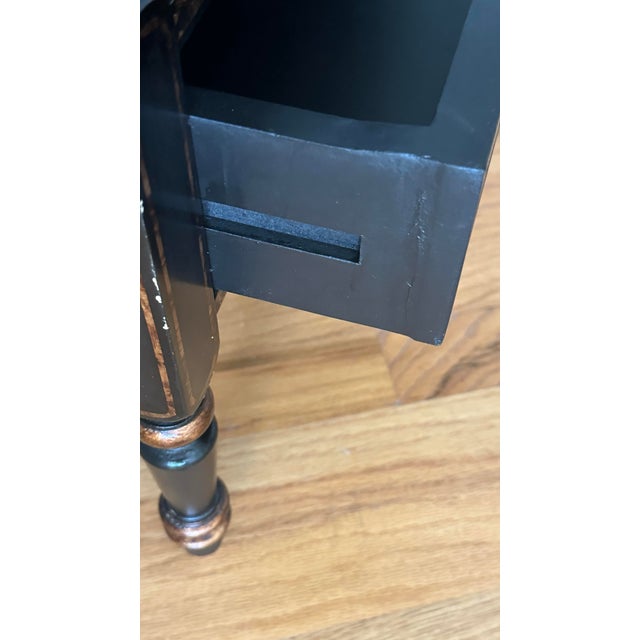 Wood Ebony and Gilt Painted One Drawer Canterbury For Sale - Image 7 of 11