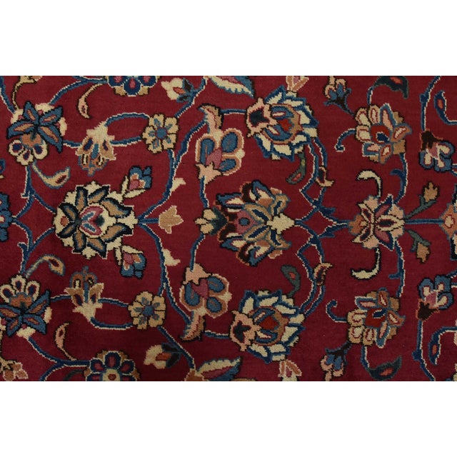 Mashad Rug 9’11” X 13’1” Red Wool Vintage Traditional Hand-Knotted Carpet For Sale - Image 10 of 15