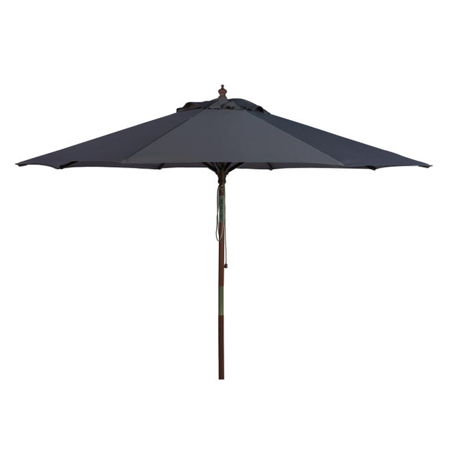 9 Ft Wooden Outdoor Umbrella in Grey For Sale - Image 4 of 4