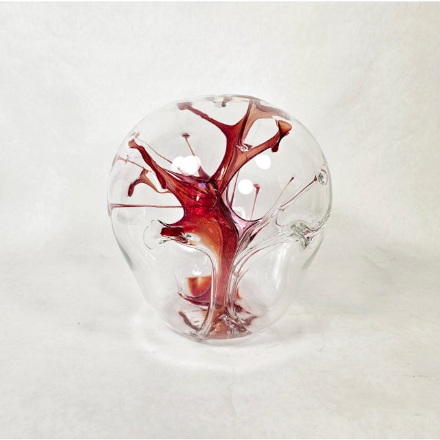 Incredible art glass sculpture made in 1984, signed Peter Bramhall, dated, and also written "Inferno Series" on the...