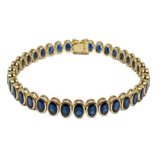 Natural 18k Gold Blue Sapphire 15.19cts Bracelet For Sale