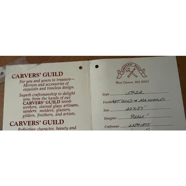1990 Carvers Guild Large Hand Carved Ornate Gilded Mahogany Mirror For Sale - Image 10 of 10
