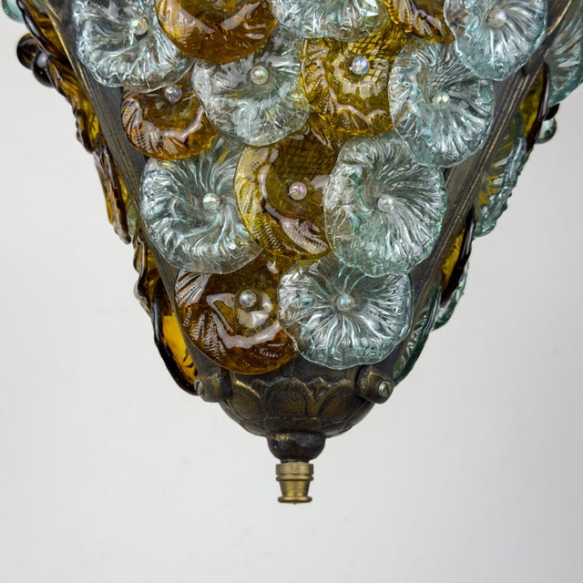 Antique Murano Glass Pendant Lamp, Italy, 1910s For Sale - Image 3 of 18