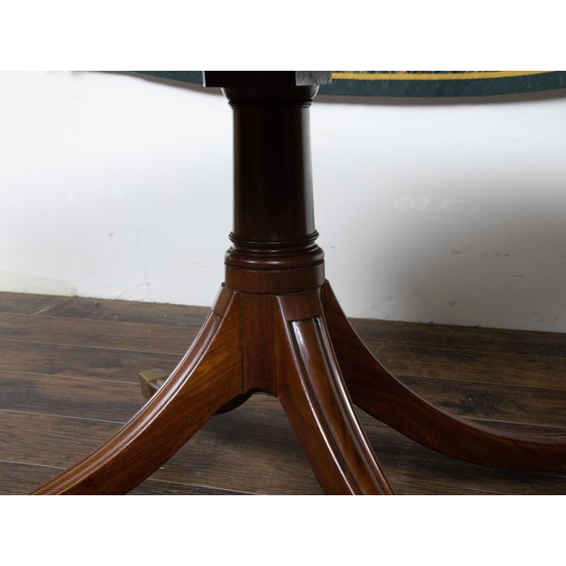 English English Mahogany 1840s Oval Top Pedestal Table with Quadripod Base and Casters For Sale - Image 3 of 12