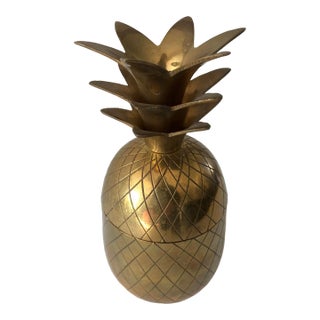 Vintage Brass Pineapple Lidded Bowl For Sale