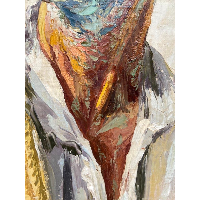 Figurative 1954 A. Shitzas Tehran Oil Portrait Painting For Sale - Image 3 of 12