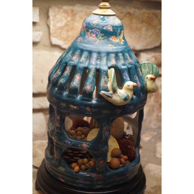 1950s Chinese Ceramic Birdcage Lamp For Sale - Image 12 of 13