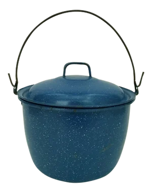 1950s Vintage Blue Enamelware Pot