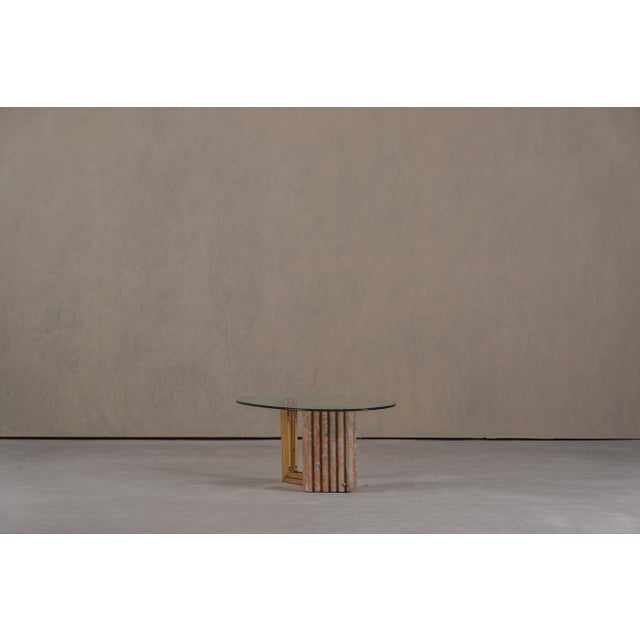 Mid-Century Modern Marble and Brass Coffee Table by Italo Valenti, Italy, 1970s For Sale - Image 3 of 13