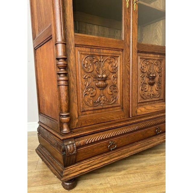 Antique French Glazed Oak Display Bookcase For Sale - Image 12 of 14
