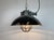 Industrial Black Enamel and Cast Iron Cage Pendant Light from Elektrosvit, 1960s For Sale - Image 16 of 18