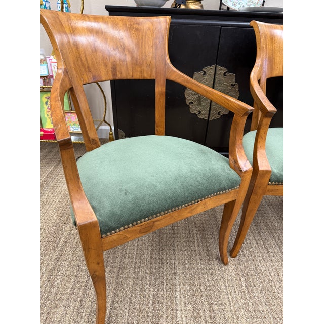 Vintage Dining Chairs Newly Reupholstered in Forest Green Scalamandre Fabric, 1980’s, Set of 4 For Sale - Image 9 of 12