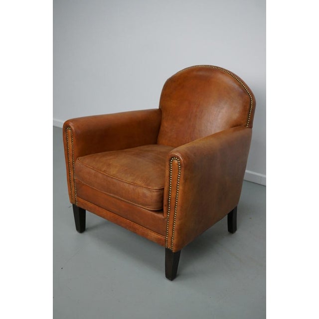 Animal Skin Vintage Dutch Cognac Leather Club Chair, 1970s For Sale - Image 7 of 14