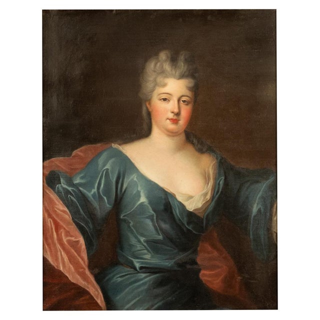Rococo Antique 18thC Royal French Oil Painting Portrait Elizabeth Madame Palatine 1780 by Nicolas Bernard Lépicié, 1780 For Sale - Image 3 of 15