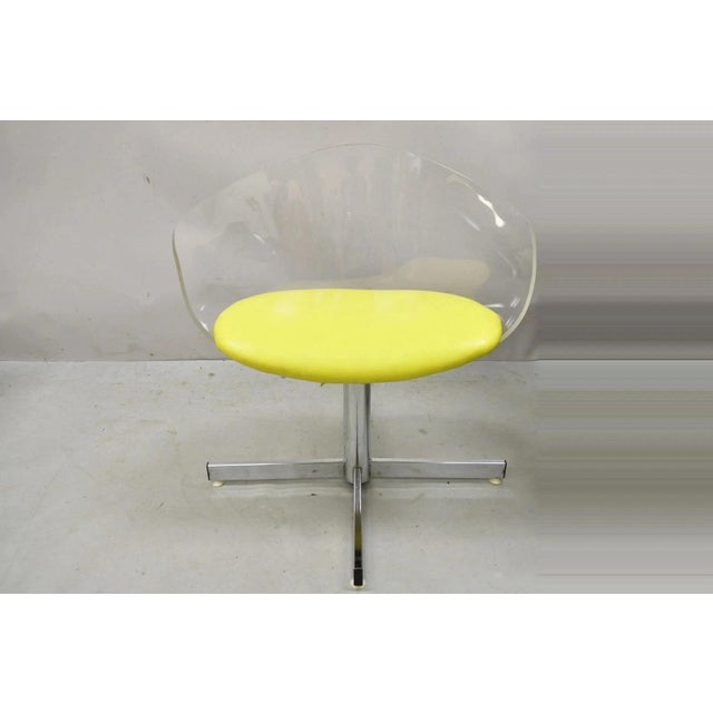 Vintage Jansko Mid Century Modern Sculpted Lucite Yellow Vinyl Swivel Chair For Sale - Image 11 of 11
