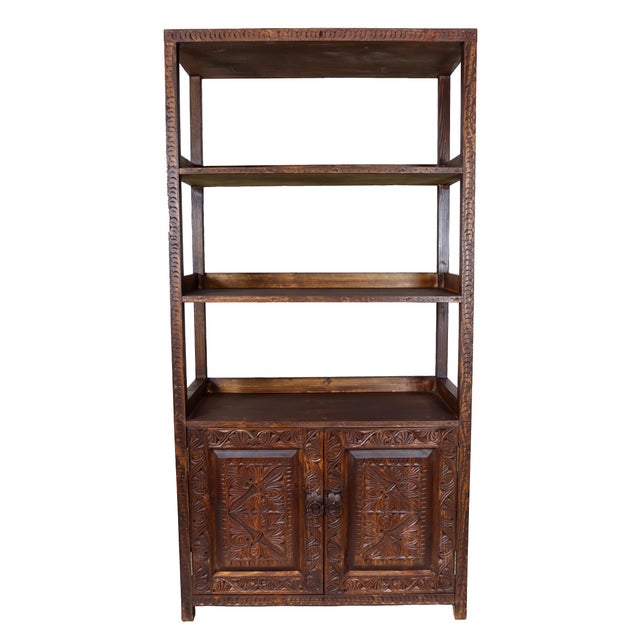 Hand Carved Oriental Wooden Cabinet Bookshelf Shelf, Nuristan, Afghanistan, 1980s For Sale - Image 15 of 15