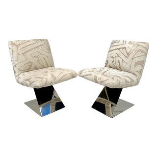 1971 Pair of Milo Baughman for Thayer Coggin "Z" Chrome Chairs For Sale