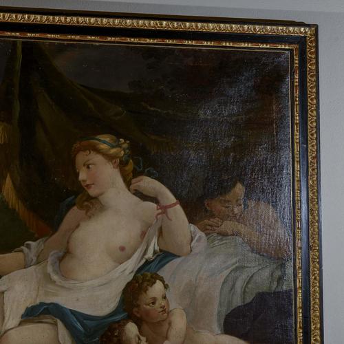 Dunna on Daybed with Cherubs and Maids, Oil on Canvas, Framed For Sale - Image 4 of 8