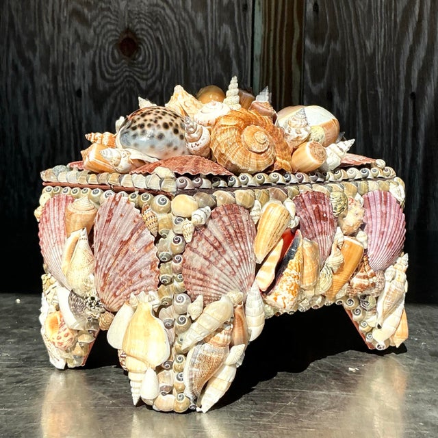 Vintage Coastal Shell Encrusted Box For Sale In West Palm - Image 6 of 7