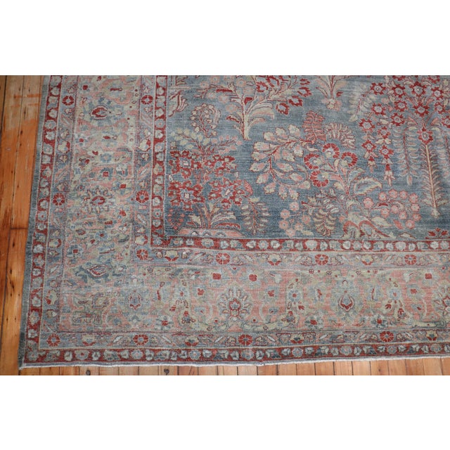 Early 20th Century Zabihi Collection Blue Pink Persian Sarouk Rug - 8'10" x 11'5" For Sale - Image 11 of 12