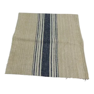 Vintage Natural and French Blue Grain Sack Textile