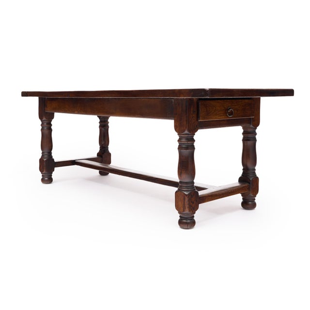 Brown Antique French Farm Table, Solid Wood For Sale - Image 8 of 9