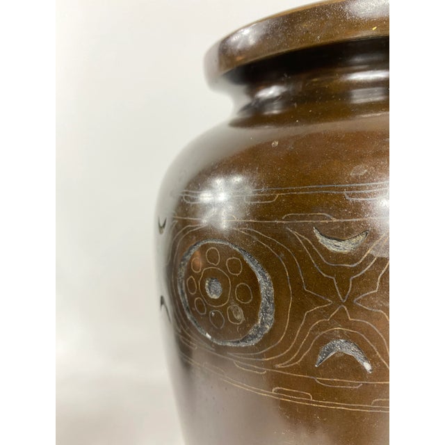 Vintage Chinese Bronze Vase For Sale - Image 4 of 8
