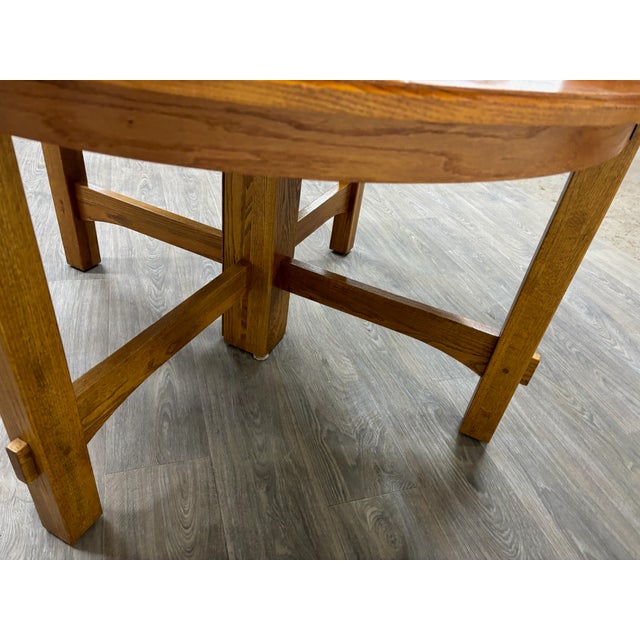 Vintage Richardson Brothers Co Solid Oak 54 Inch Round Dining Table For Sale - Image 13 of 18