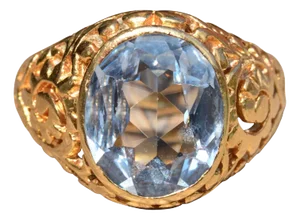 The Aldrin Place: Men's Laboratory Grown Blue Spinel Ring in 18 Karat Yellow Gold