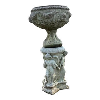 1960s Garden Jardiniere/Font on Pedestal For Sale