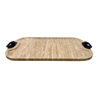 Revelation Modern Travertine Hippodrome Tray For Sale