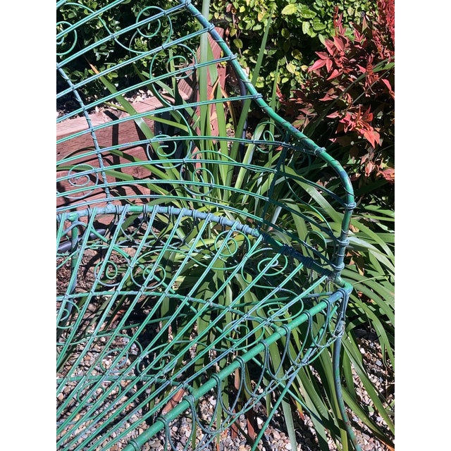 1970s Curvaceous Green-Painted Metal Garden Bench Seating Three For Sale In San Francisco - Image 6 of 6