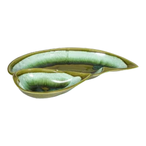 1960’s MCM Green Drip Glaze Ceramic Serving Dish