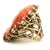 Italian Carved Red Coral Diamond 14k Gold Statement Ring, Circa 1970s, Size 6.25 For Sale - Image 9 of 13