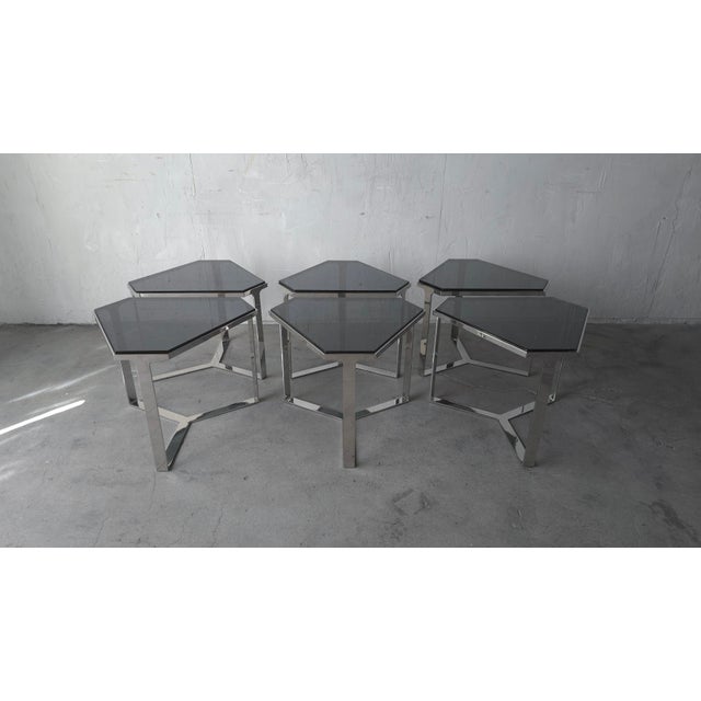 Donghia Kravet Forma Table in Polished Chrome and Smoked Glass - 6 Available For Sale - Image 13 of 16