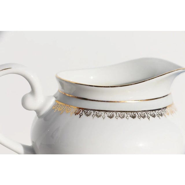 1930s 1930s Porcelain Art Deco Creamer or Cream Jug White and Gold, Vista Alegre, Portugal For Sale - Image 5 of 13