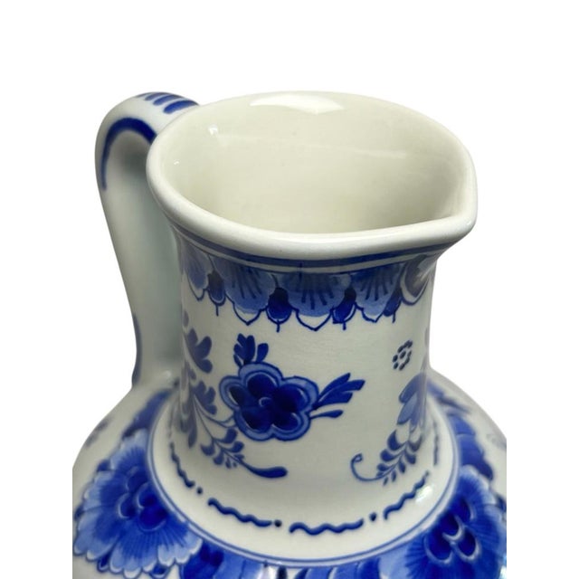 Hand-Painted Blue and White Pitcher Vase by C.M. Albers for Royal Delft, 1978 For Sale - Image 10 of 17