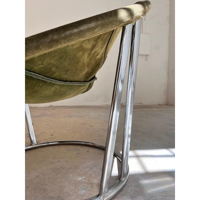 Green Model Sling Balloon Chair in Green Suede by Lusch & Co For Sale - Image 8 of 11