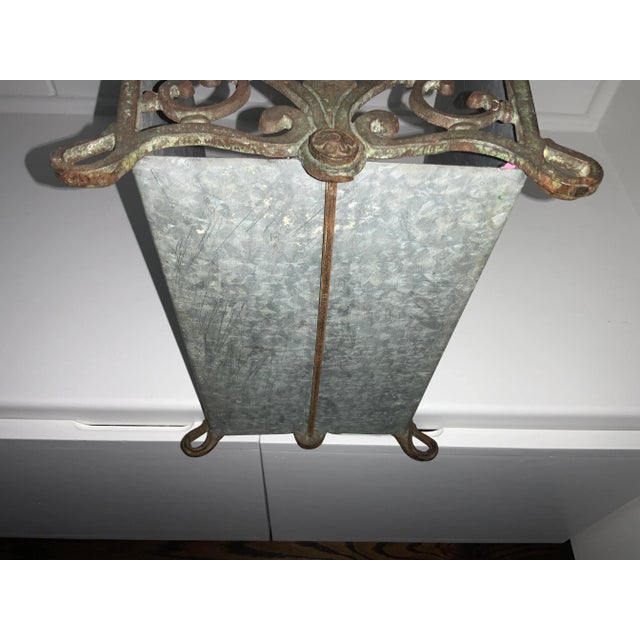 1970s Handcrafted French Style Cast Iron & Galvanized Steel Magazine Rack/ Towel Holder For Sale - Image 11 of 13