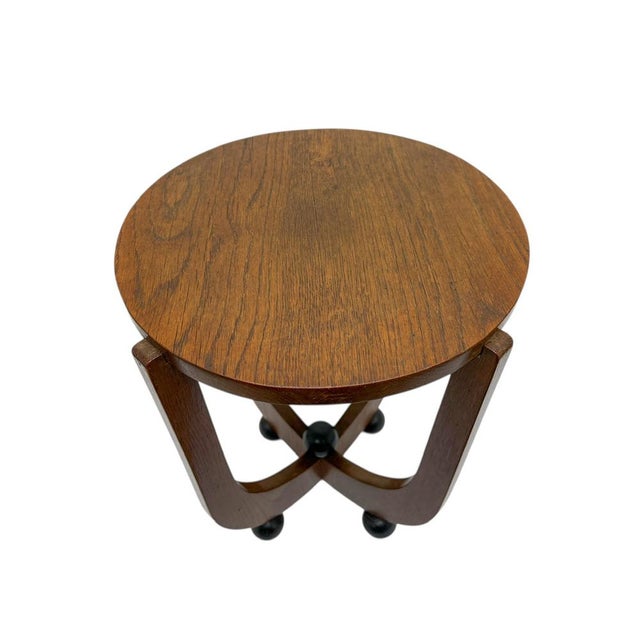 Art Deco Amsterdamse School Oak Side Table, Netherlands, 1920s For Sale - Image 6 of 12