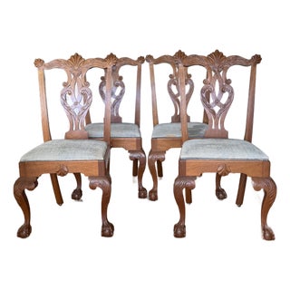 Handcrafted, Signed and Dated Chippendale Style Side Chairs, Set of 4, C. 1976 For Sale